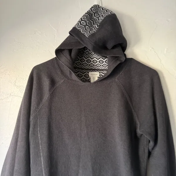 Aspen‎ Women's Charcoal Gray Fair Isle Pattern Hoodie Sweatshirt Size S Outdoor - Image 2