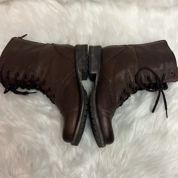 Steve Madden Brown Leather Fame Military‎ Style Boots Fisherman Core B19B - Image 6