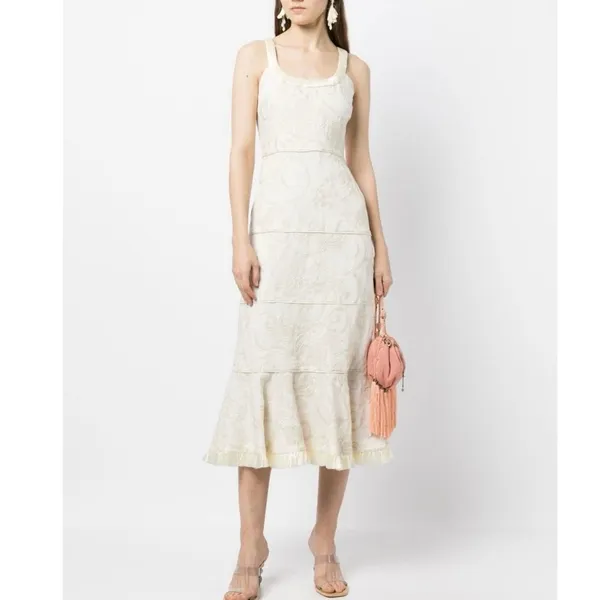 Alexis Zelda Cream Eyelet Embroidered Garden Midi Dress Sleeveless Size S - Image 2