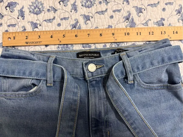 Banana Republic Womens 26 Blue High-Rise Wide Leg Belt Denim Jeans Stretch Boho - Image 8