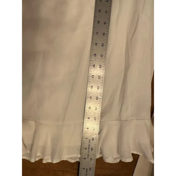 Altar'd State White Dress Sz. Medium Square Neck Mini Flutter Sleeve Ruffle NEW - Image 7