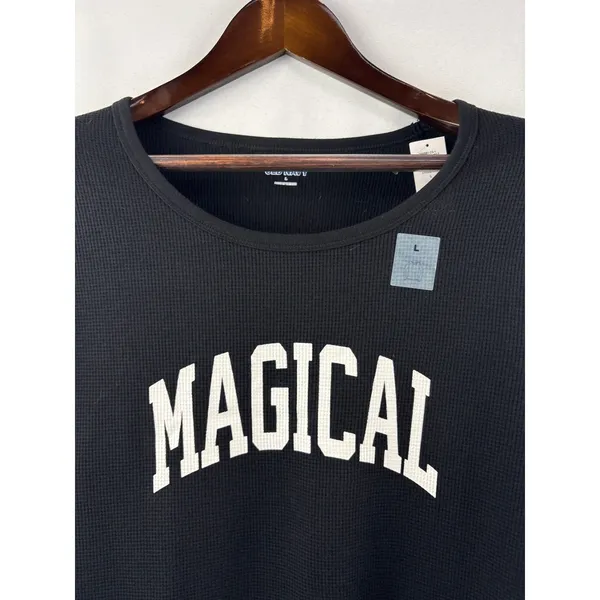 Women’s Old Navy Large Black Thermal Long Sleeve Graphic Shirt - Image 2