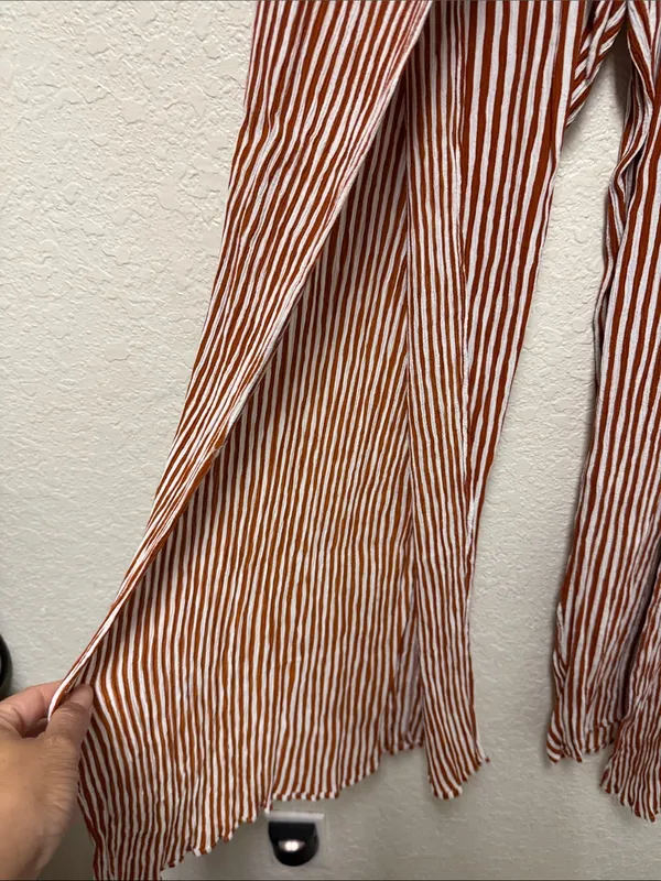 FAITHFULL THE BRAND Es Torrent Vertical-Stripe Wide-Leg Pants with Side Slit - Image 7