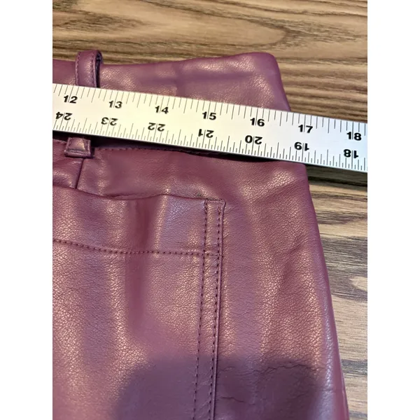 NWT Maeve Anthropologie Burgundy Faux Leather Midi Skirt M Pencil Pockets - Image 9