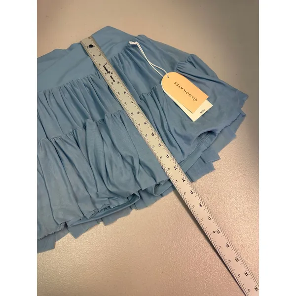 Blogilates Ballerina Skort Light Blue Crossover Waist Mesh Tiered‎ Skirt Small - Image 5