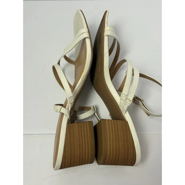 LC Lauren‎ Conrad Womens White Strappy Block Heel Sandals Square Toe Size 9 - Image 9