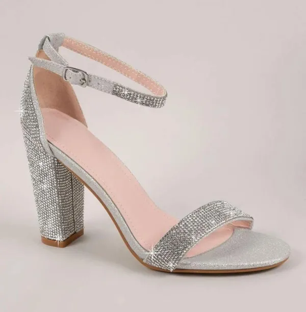 SheIn Silver Sparkly Heels - Image 2