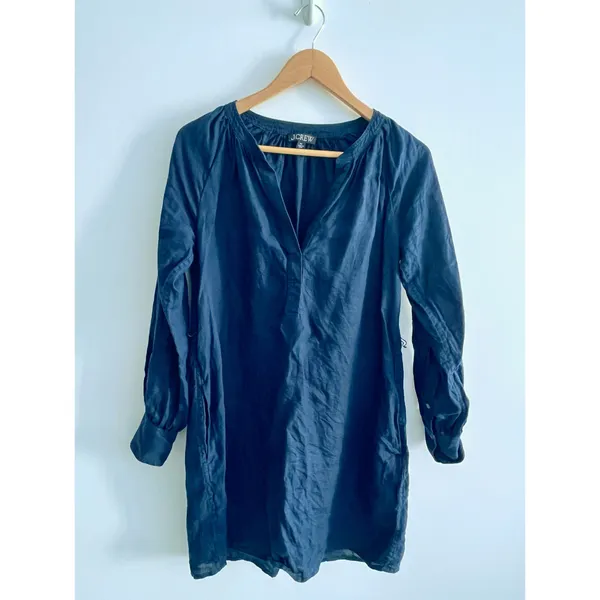 J. Crew dress size Extra Small blue linen cabana coverup - Image 4