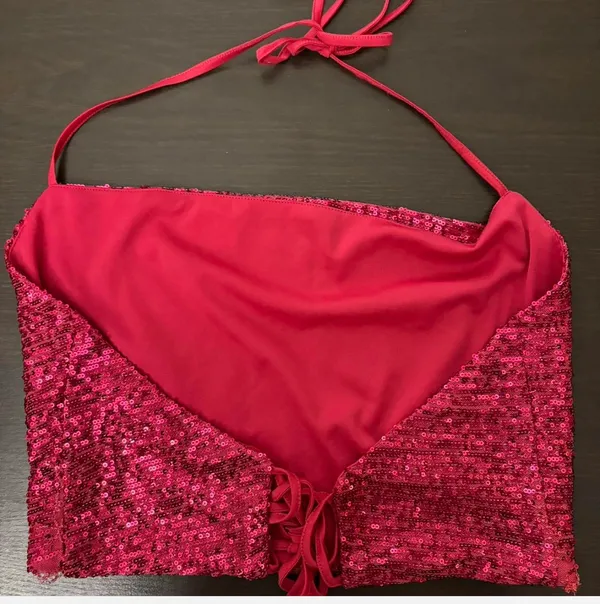 Pink Sequin Crop Top Size XS - Image 2