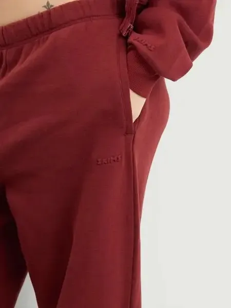 Skims (Gar) Cotton Fleece Classic Straight Leg Pant | Color MERLOT | Size Large - Image 2