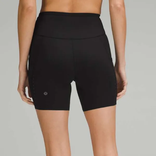 Lululemon Fast and Free High-Rise Bike Shorts 6" With Pockets Black 4 - Image 2