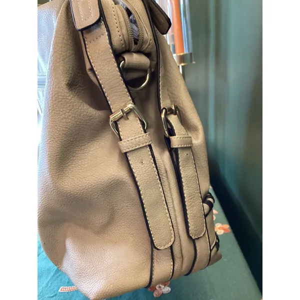 Marc New York Beige Faux Leather Shoulder Bag With Decorative‎ Braiding - Image 5