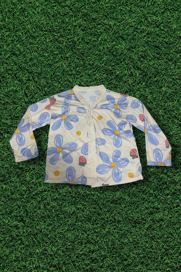 Womens Floral Pajamas Blue Size XL - Image 2