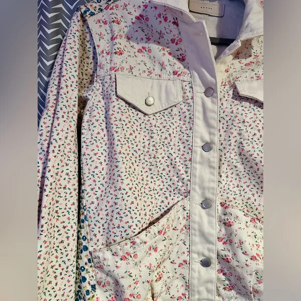Blank NYC | Floral Patchwork Denim Tucker Jacket, XS - Image 6