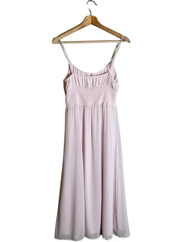 Aritzia Wilfred Genoa Midi Dress Women's Medium Baby Pink Chiffon Formal Wedding - Image 5