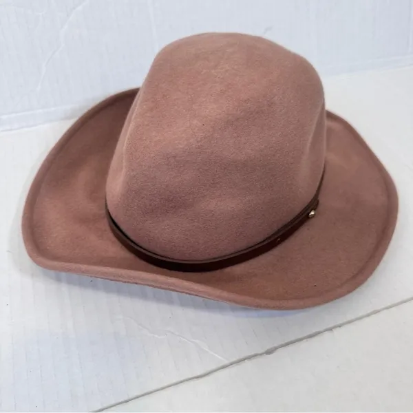 Free People Chocolate Brown Suede Wool Wide Brim Hat Boho OS Fall Casual - Image 11