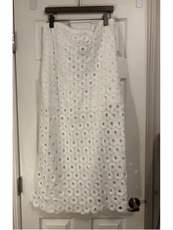 EXPRESS White Eyelet High Waist Maxi Skirt - Image 4