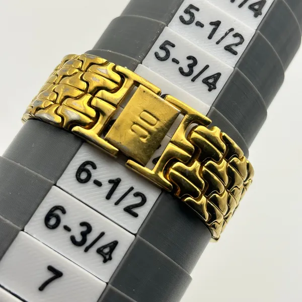 Vintage Oleg Cassini Gold-tone Basket Weave Quartz Watch, Working New Battery - Image 8