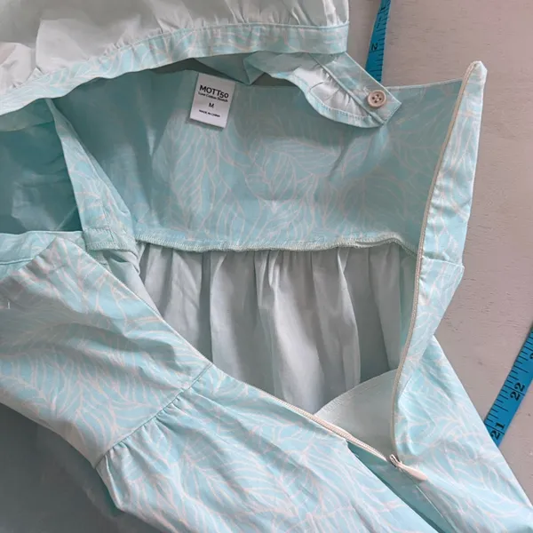 Mott50 Light Blue Ruffle V neck Maxi Size Medium Cotton Blend Dress - Image 7
