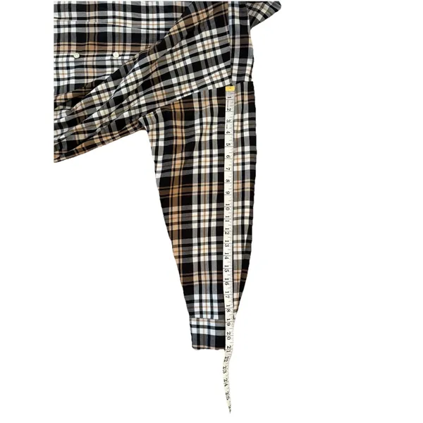 LOFT Womens M Plaid Button Front Shirt Long Sleeve Autumn Fall Cream Brown Black - Image 11