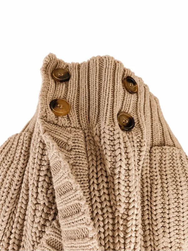 Bohme NWT Chunky Knit Shawl Collar Cardigan Sweater Size L Taupe Beige - Image 4
