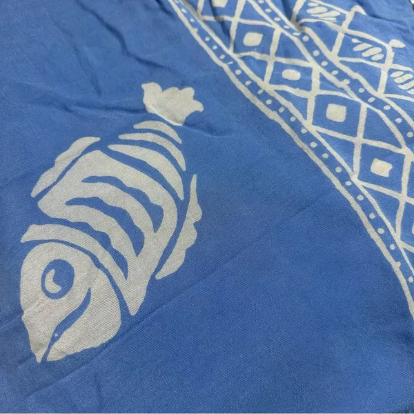 Fish Print Sarong Wrap Scarf Blue - Image 3