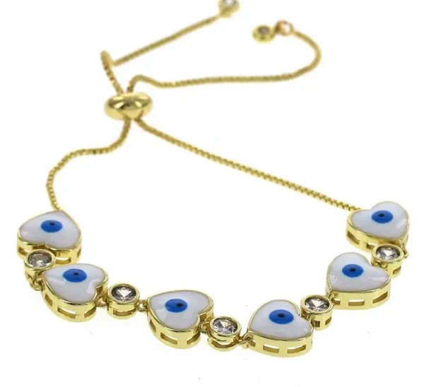 Gold Plated Evil Eye Adjustable Bracelet - Image 2
