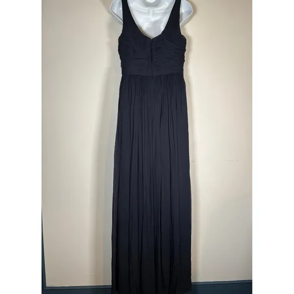 J.Crew Maxi Dress Navy Blue Ruched Crisscross V-Neck Gown Formal Wedding 14 - Image 5