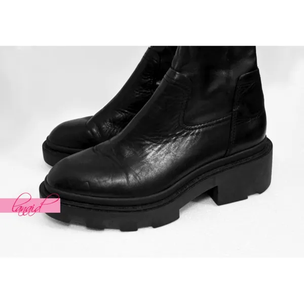 Ash Manny Over-The-Knee Biker Boots Black Thigh-High Leather Chunky Combat Edgy - Image 8