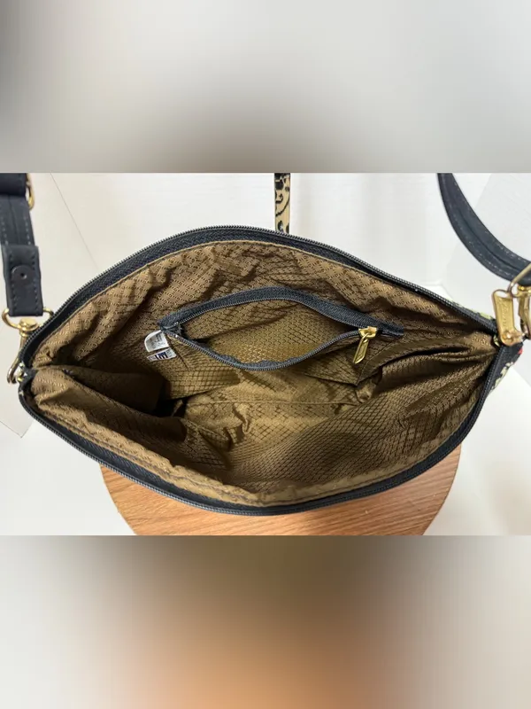 Danny K of Beverly Hills Large Zipper Dahlia Floral Tapestry Crossbody Purse - Image 3