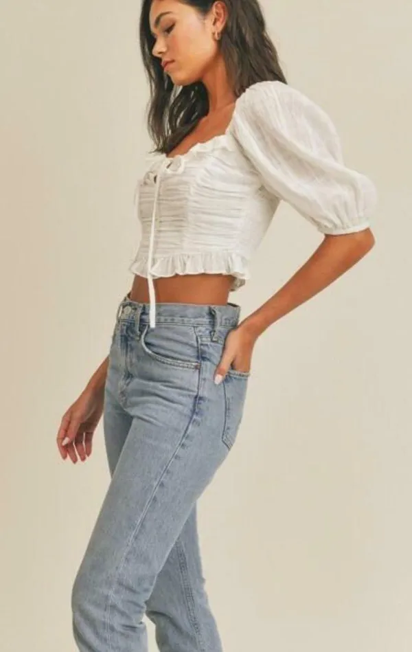 Lush Clothing Puff Sleeve Crop Top - Image 4