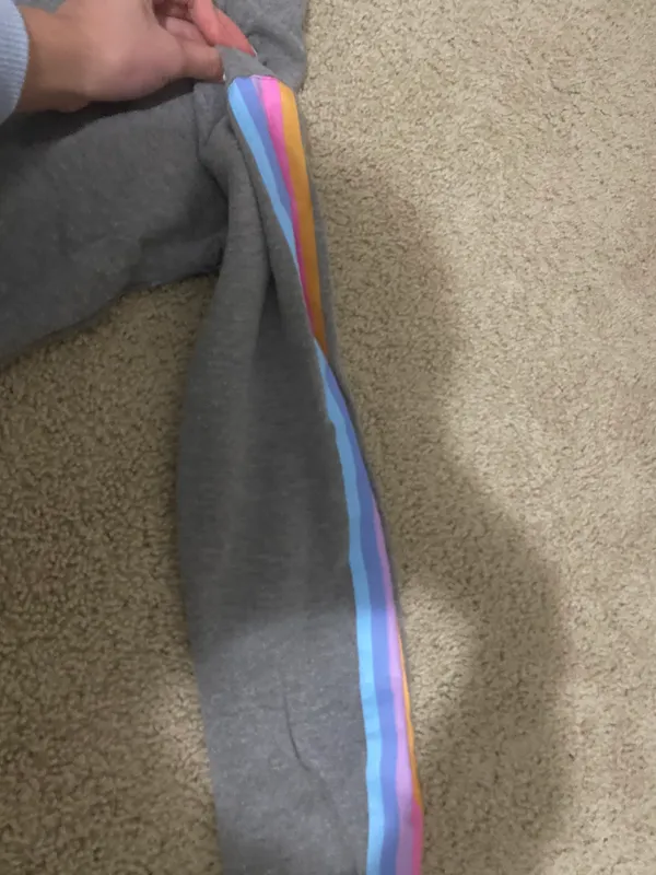 grey and colorful striped sweatshirt - Image 5