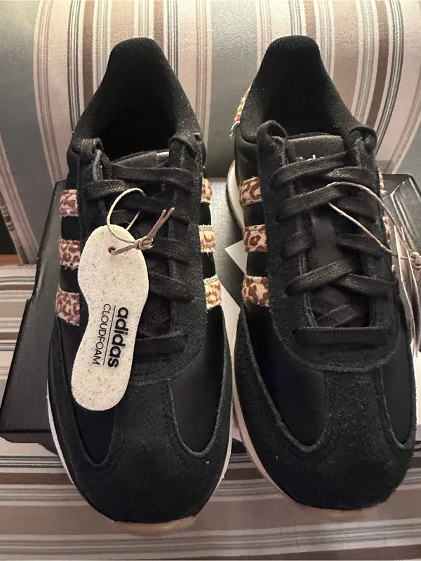 adidas Women's Run 70s 2.0 Shoe w dyed cow fur animal print stripes - Image 2