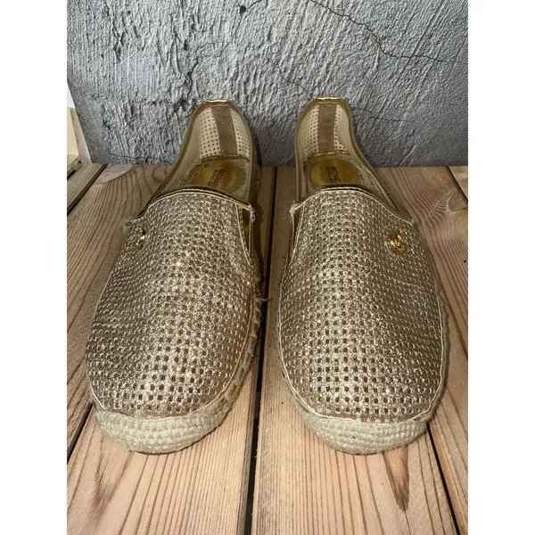 Michael Kors Kendrick Slip On Pixie Fine Perforated Espadrille Flat Gold Size 10 - Image 5