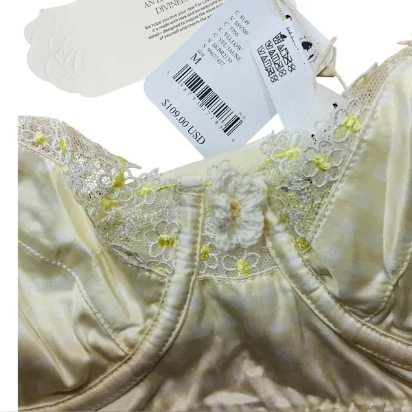 Free‎ People x For Love & Lemons Yellow Gingham Longline Bra Medium NWT - Image 4