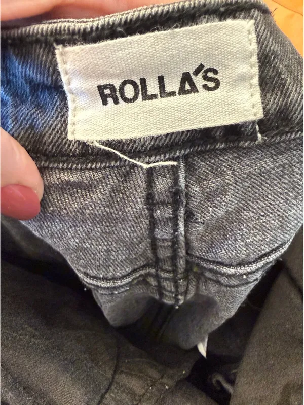 Rolla's High-Rise straight-leg women's jeans washed black distressed, size 27 - Image 7