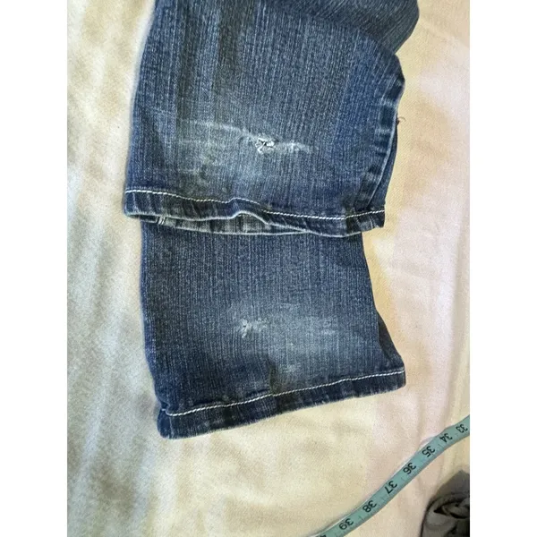 Y2K Miss Chic Low Rise Bootcut Jeans‎ Sz 9 Thick Stitch Rhinestone Embroidered - Image 11