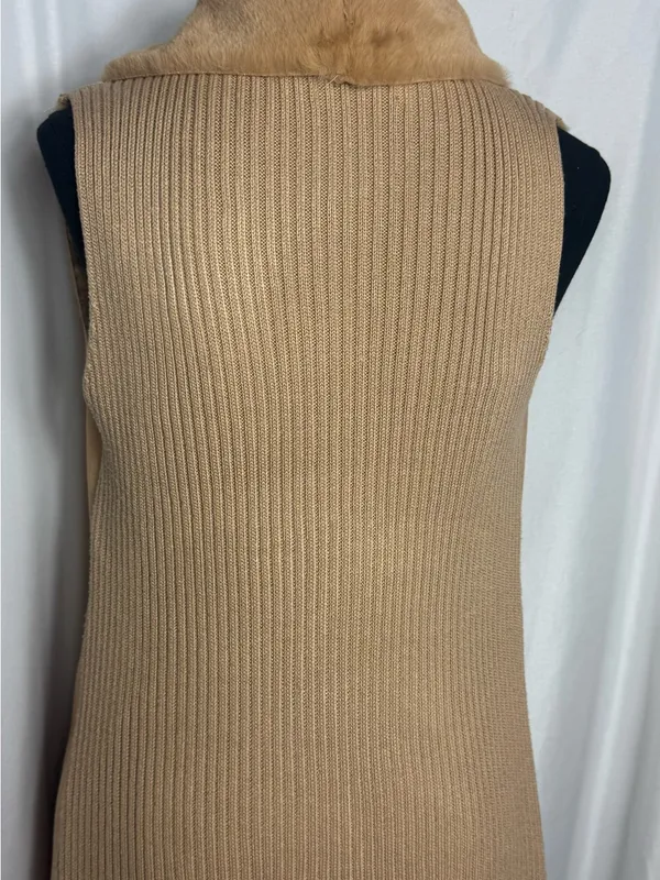 Twelfth Love Sherpa Coat Med Camel Faux Suede Cozy vest Open Front Cardigan - Image 5