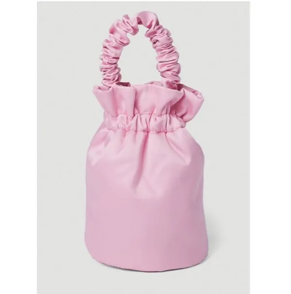 GANNI Pink Scrunchie Occasion Knot Top Handle Tote Bag Shoulder Drawstring Purse - Image 6