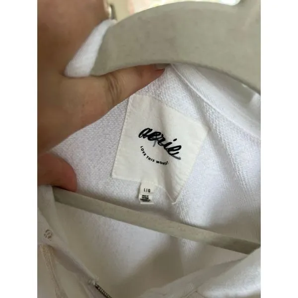 Aerie white zip up‎ oversized tunic sweatshirt Large - Image 3