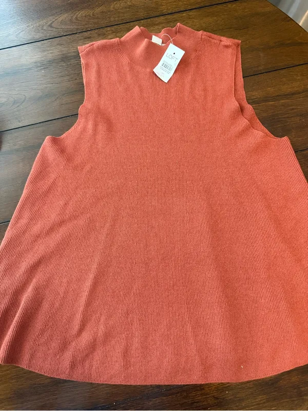 Loft Mock Neck Swing Sweater Tank M Color: Moroccan Spice NWT - Image 2