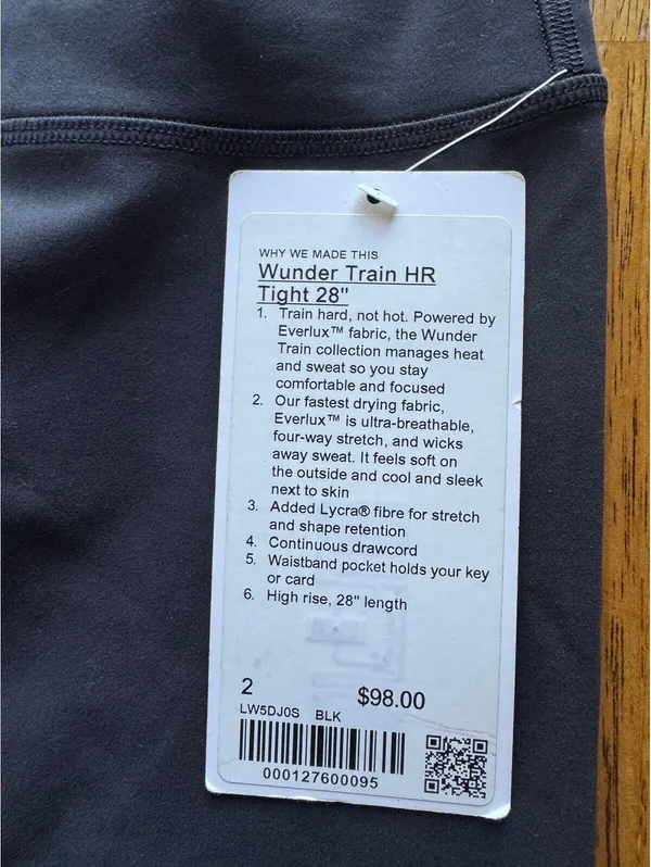 Lululemon Wunder Train High Rise 28” Black Size 2 NWT - Image 3