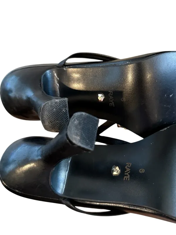 RAYE Rouge Leather Black Slip On Heeled Sandals - Image 12