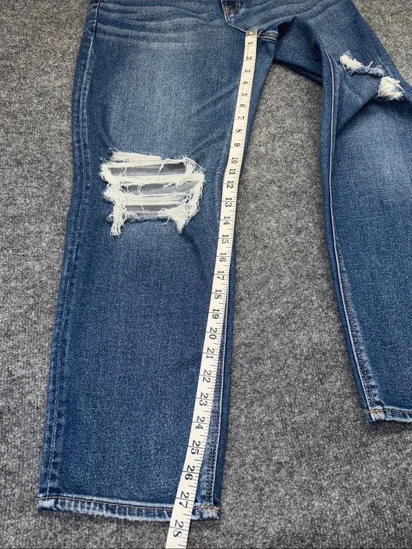 American Eagle Outfitters Women’s Stretch Mom Straight Distressed Jeans in Blue - Image 4