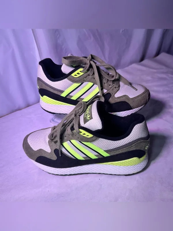 adidas women Ultra Tech Sneakers — White, Olive & Neon Yellow - Image 2