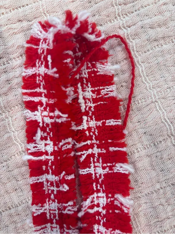 Self Portrait Red & White Boucle Square-Neck Crop Top size 6 - Image 6