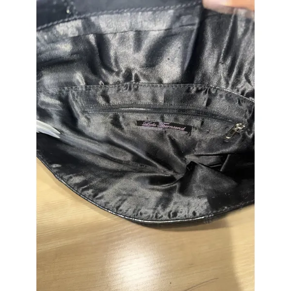 Lulu Townsend Evening Purse Bag Clutch Black Leather M - Image 5