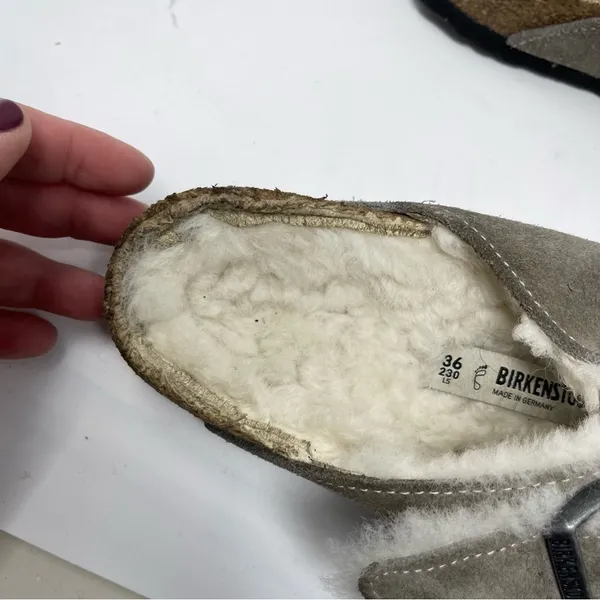 BIRKENSTOCK Arizona Shearling in Iron grey & Natural sz 36 L 5 - Image 7