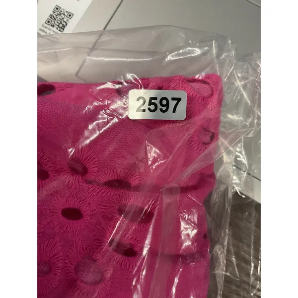 Allison New York Womens Eliana Eyelet Dress Hot Pink Button Front Medium - Image 8