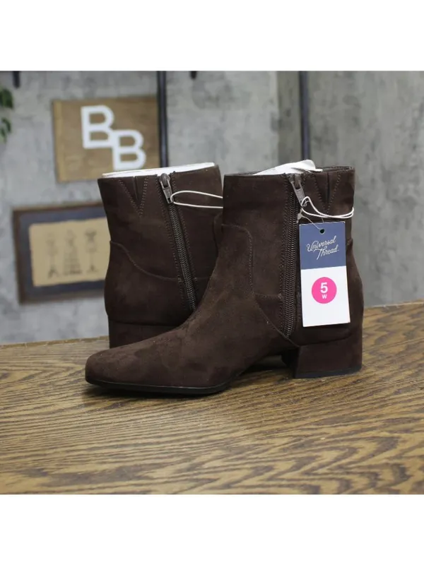 Universal Thread Block Heel Ankle Booties with Memory Foam 94568569 Brown 5W - Image 6